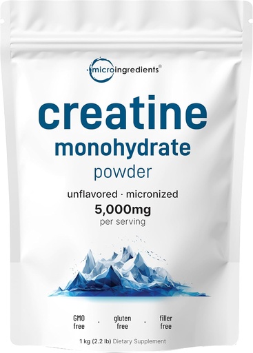 [BRSW2CYPBMHB62TL] Powder de monohidrato de crema instantánea 1 kg (2.2 Lbs), 5000mg Por Serv, Polvo de crema micronizada, Desarrollado, Puro, No Filler, Keto &amp; Vegan Friendly, Easy Dissolve Pre Workout for Women and Men