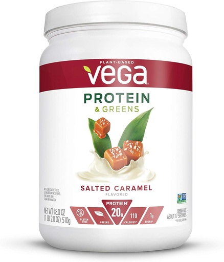 [BRSWGFQOAQJWCFA4] Vega Protein and Greens, Salted Caramel, Vegan Protein Powder, 20g Plant Based Protein, Low Carb, Keto, Dairy Free, Gluten Free, Non GMO, Pea Protein for Women and Men, 1.1 Pounds (17 Servings)