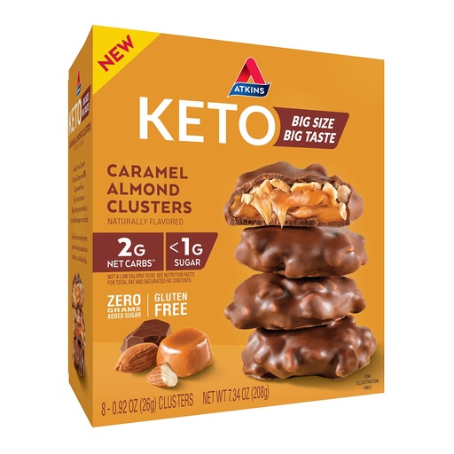 [BRSW2ZT7C4IGMDI6] Atkins Caramel Almond Clusters, Gluten Free, High in Fiber, 1g Sugar, 2g Net Carb, Keto Friendly, 8 Count