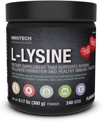 [BRSWYCQHOAAQMFLG] INNOTECH Nutrition L-Lysine Powder 300 g (Pure L-Lysine)