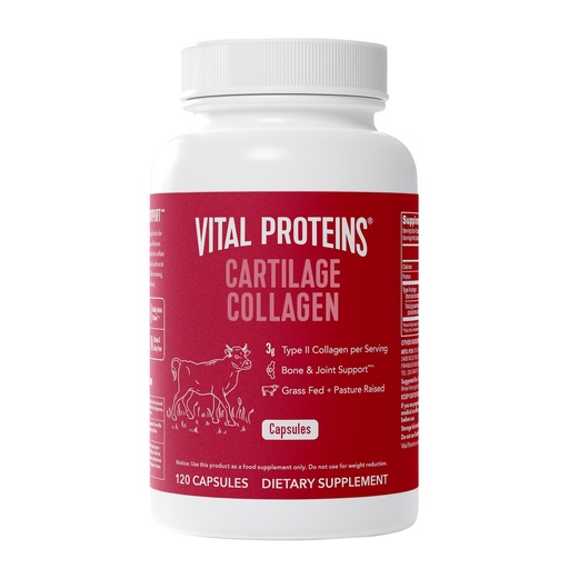 [BRSWGBQKO4GWC3DB] Vital Proteins Cartilage Collagen Pills, Type II Collagen & Chondroitin Sulfate Supplement for Recovery & Healthy Hair, Skin, Nails and Joints - 750 mg Serving with 120 Capsules