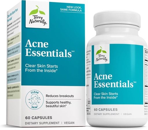 [BRSWIAILDF5RECLI] Terry Naturally Acne Essentials - Skin Support for Clear Skin - Supplement with Vitamins A, C & Zinc - Skincare Supplement for Occasional Acne - 60 Capsules (60 Servings)