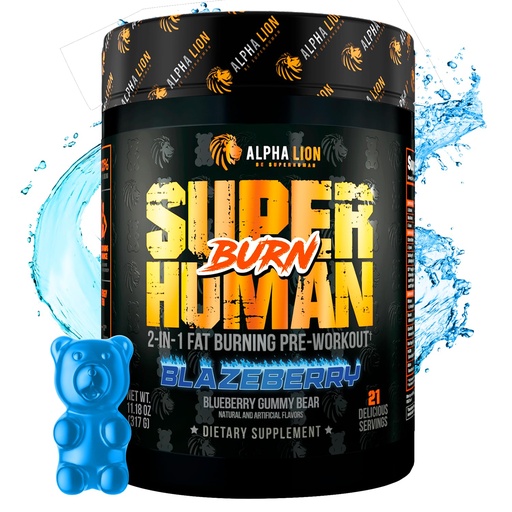[BRSW2233CMDRAEL7] ALPHA LION Superhuman Burn – 2 in 1 Metabolism Booster Pre Workout and Thermogenic Fat Burner for Men – Appetite Suppressant and Weight Loss Supplement (21 Servings, Blue Gummy Bear Flavor)