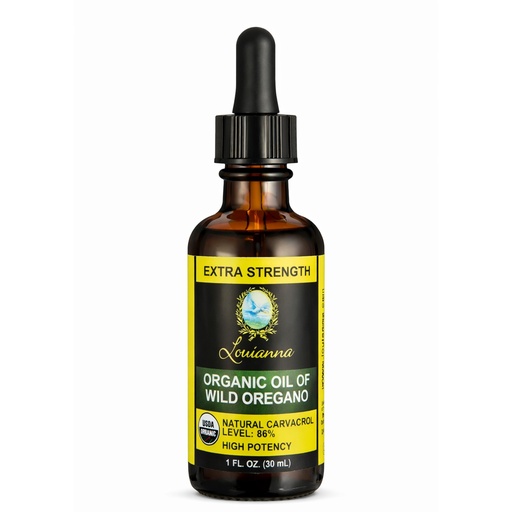 [BRSWKYLYO54QC23U] Louianna - Organic Wild Oregano Oil, Pure Oil of Oregano Drops, with 80 Percent Carvacrol, for Oral or Topical Use, 30 mL