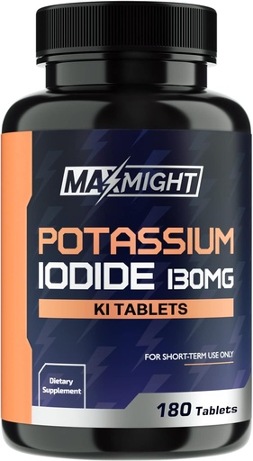 [BRSRMGLYOAMAI3I4] Potassium Iodide 130 mg, Non-GMO, Dietary Supplement, 180 Tablets, Up to 6 Month Supply, Potassium Iodide Pills, YODO Naciente, Made in The USA