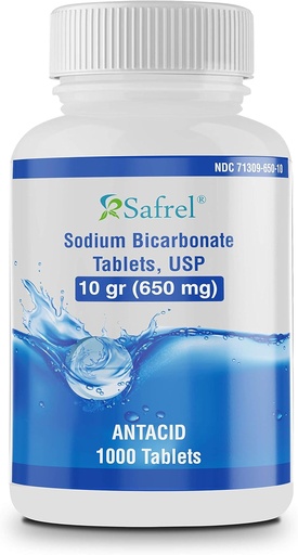 [BRSW2YYHBB7AMAD6] Safrel Sodium Bicarbonate Antiacid 650 mg (10 Grain) 1000 Tablets | for Relief of Acid Indigestion, Heartburn, Sour Stomach & Upset Stomach | Value Savings Pack