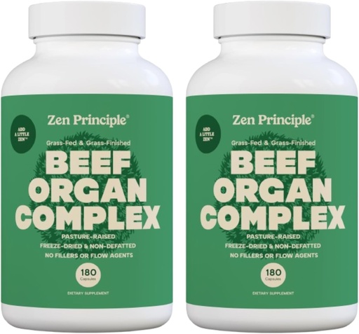 [BRSRMZT3DINREDT3] Zen Principle Grass Fed Beef Organs Supplement – Desiccated Liver, Heart, Kidney, Pancreas, Spleen, Intestine & Tripe/Stomach – Grass-Fed & Grass-Finished on the Natural Pastures of New Zealand 2-Pack