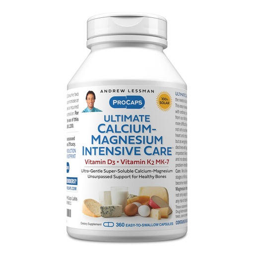 [BRSWYFL2AV4BAYLH] ANDREW LESSMAN Ultimate Calcium-Magnesium Intensive Care with Vitamin D3 & K2 MK7-120 mcg - 360 Capsules – Bone and Skeleton Health Essentials. Gentle, Easy to Swallow, Super Soluble. No Additives