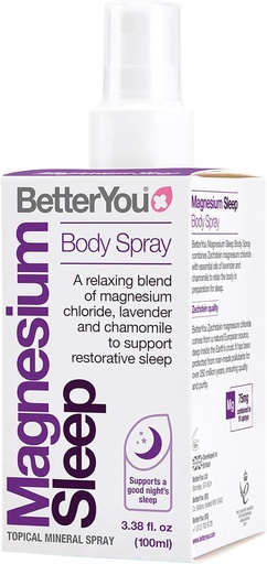 [BRSWIYA7CMGQY3A3] BetterYou Magnesium Sleep Body Spray - Relajando el Magnesio Tópico y el Óleo Esencial - Lavanda y la Manzanilla - Promueve un mejor sueño - 3.38 oz