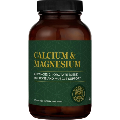 [BRSWIY3YOQDAKELC] Global Healing Calcium and Magnesium Orotate - Bone Strength Supplement for Women and Men - Helps Support Strong Teeth and Cardiovascular Health for Normal Muscle Function - 120 Capsules