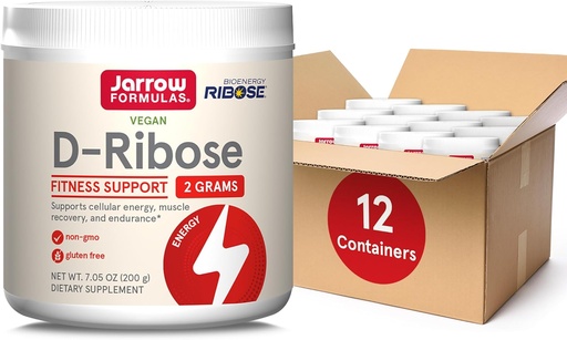 [BRSRMAIHCUMBU3TX] Jarrow Formulas D-Ribose Powder - 200g - Dietary Supplement Supports Muscle Recovery, Energy & Endurance - 100% Pure - Vegan - Non-GMO - Approx. 90 Servings, Pack of 12