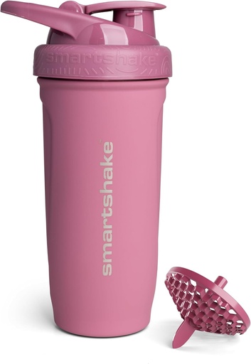 [BRSROHDQBUGWCCI2] Smartshake Reforce Stainless Steel Protein Shaker Bottle - Non Insulated Unisex Gym Bottle | Metal Shaker Bottles - 900 ml | 30 oz - Leakproof Screw-On Lid - DEHP & BPA Free (Deep Rose)