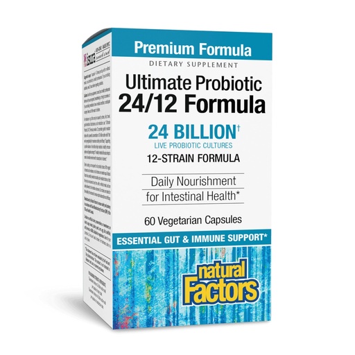 [BRSWIZT7CYIAA2LO] Natural Factors Ultimate Probiotic 24/12 Formula - Digestive Health Support Supplement with Probiotics - Immunity & Gut Health Support Supplement - 60 Vegetarian Capsules (60 Servings)