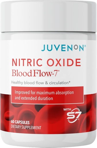 [BRSROHQBBMIBUH3D] Juvenon BloodFlow-7 Nitric Oxide Supplements for Men & Women - Natural Nitric Oxide Booster with Nitrosigine® + S7® - Blood Flow & Circulation Support (1-Pack)