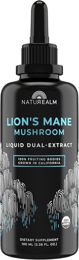 [BRSRAYADAR5A4E3A] Naturealm Lion's Mane Mushroom Liquid Tincture תוסף - Focus, Memory & Brain Health, Vegan, Non-GMO - אורגני פריינג גופים, 2 חודשים אספקת