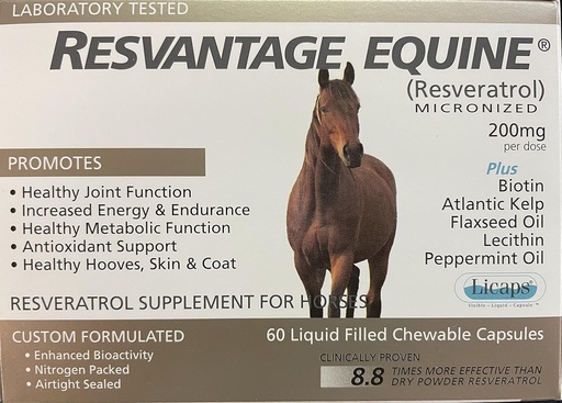 [BRSWIZQKOUHWA2Y7] Equine Supplement 60 chewable resveratrol Liquid Filled Capsules for Horses