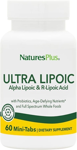 [BRSWIYLYC4CAIF3O] Natures Plus Ultra Lipoic - 60 Mini-Tabs Bi-Layered - Soporta Defensas Radicales Libres con Probióticos, Nutrientes & Concentrados Alimentarios completos - Gluten Gratis - 30 Servimientos