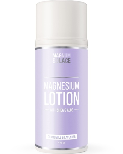 [BRSRMBT5BEIBQA3X] Magnum Solace Magnesium Lotion – Super Concentrated – Made with Aloe and Shea – For Leg Cramps, Sore Muscles & Joints, Rejuvenation – Safe for Kids, Made in the USA (Chamomile & Lavender)