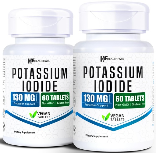 [BRSRMGA5BUIRMDQY] HealthFare Potassium Iodide Tablets | 130 mg | 120 Fast-Dissolving Tablets (2 Pack) | Ki Pills | Long Shelf Life | Non-GMO