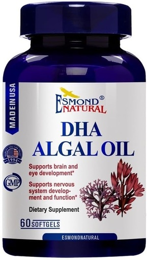 [BRSWGAQNCQIAIELD] DHA Algal Oil (Made with Onavita Oil. 40% Docosahexaenoic Acid. Supports Brain, Eye and Nervous System), GMP, Natural Product Assn Certified, Made in USA - 500mg, 60 Softgels