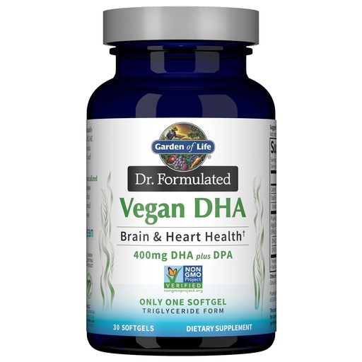 [BRSWYCQEOUNGEA3B] Garden of Life Omega 3 Vegan DHA Supplements Dr. Formulated Vegan DHA, 400mg DHA & 90mg DPA in Triglyceride Form from a Single Source, Omega 3 Supplement for Women's and Men's Health, 30 Softgels