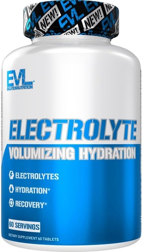 [BRSRO235CQCGYADK] Evlution Nutrition Volumizing Electrolyte Hidratare tablete - Supliment rapid de rehidratare - Recuperare și recuperare - Conține 8 Electroliți cheie - Vegan, Gluten-Free, și Keto Friendly - 60 Serviri