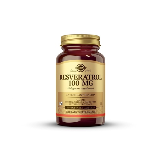 [BRSWIYQ6OQPROCD2] Solgar, Resveratrol, 100 mg, 60 Vegetable Capsules
