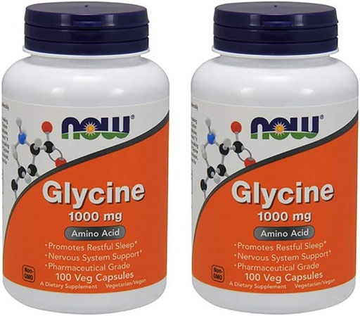 [BRSWIBYHBN4QAFQ7] Now Foods Glycine 1000 mg - 100 VegiCapsules 2 Pack