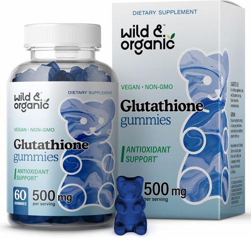 [BRSW2EAPO4HWY3IV] Wild & Organic L Glutathione Gummies - Reduced Glutathione 500mg for Antioxidant Support - Liver Cleanse Detox Supplement - 60 Vegan, Non-GMO, Pectin-Based Chews
