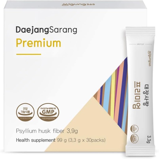 [BRSRMBD7AEOQGHQ6] Daejang Sarang (Premiu, 30 Sticks) - Psyllium Husk Dietary Fiber Supplement for Digestive Health & Constipation Relief. Ingrediente naturale pe bază de plante, Formula blând 4,960mg.