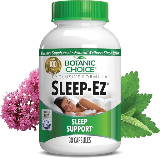 [BRSWI236AZ7QA2Q7] Botanic Choice Sleep-Ez- Powerful Blend of Valerian Extract, Melatonin, Hops, Kava Kava y Lemon Balm para ayudar a fomentar el sueño sin Grogginess (30 cápsulas)