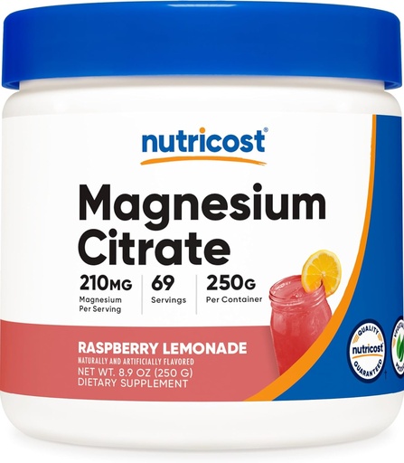 [BRSW2AIZPN6GMFDD] Nutricost Magnesium Citrate Powder (Raspberry Lemonade, 250 Gram)