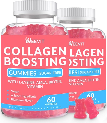 [BRSRA236DIHQYE32] Collagen Boosting Gummies, Vegan Collagen Gummies for Women with L-Lysine, Amla, Biotin, Vitamin C, A, E, Collagen Booster Gummies Supplement for Hair Skin Nails