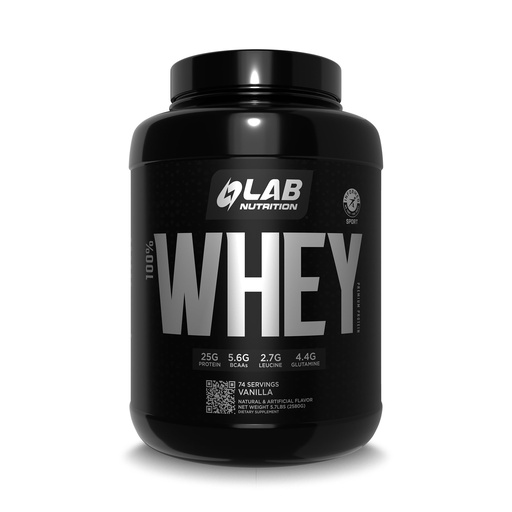 [BRSW2HYTCMGWAYLP] Lab Nutrition Premium, 100% Whey Protein Powder, Build muscl, Gluten Free, 25 g Protein, Delicious Vainilla Flavor, 5.7 Lbs - 74 Servings.