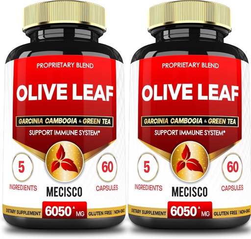 [BRSWYCA2PIHWM2T6] 5in1 Olivenblatt Extrakt für 4 Monate 6050mg mit Garcinia Cambogia, Grüner Tee, Grüner Kaffee & Schwarzer Pfeffer - Herz-Kreislauf-Gesundheit, Wohlbefinden & Immununterstützung - 2 Packungen 60 Kapseln