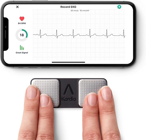 [BRSWKE35CRYRKDDG] KardiaMobile 1-Lead Personal EKG Monitor – ieraksts mājās – konstatē AFib & Neregulārās Arrythmias – Viegli rezultāti 30 sekundes – Darbi w / lielākā daļa viedtālruņi