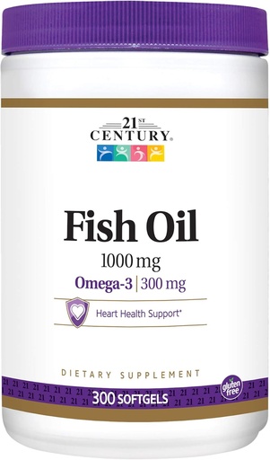 [BRSWIYYOAAOQAEDY] 21st Century Fish Oil 1000 mg Softgels, 300-Count (Pack of 3)
