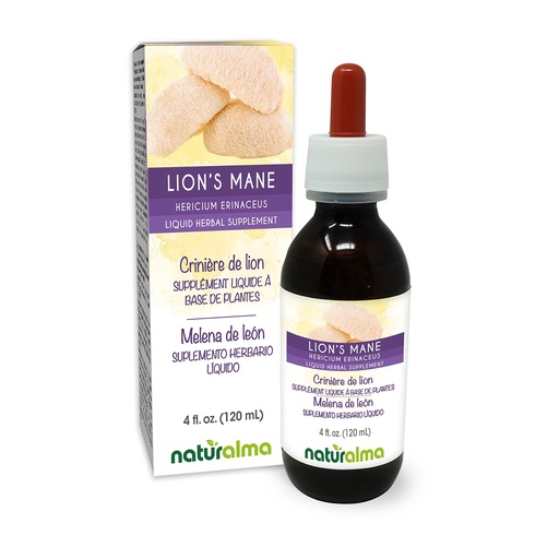 [BRSWYCTYCEDQO3IY] Naturalma Lion's Mane (Hericium erinaceus) Fungus or Mushroom Alcohol-Free Tincture - 4 fl oz Liquid Extract in Drops - Herbal Supplement - Vegan
