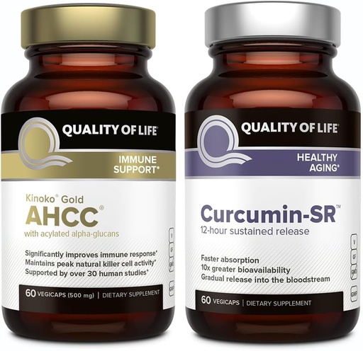 [BRSRMAI7A4PWAEL4] Quality of Life Features Kinoko Gold AHCC and Microactive Curcumin SR - Immune Support Curcumin Bundle