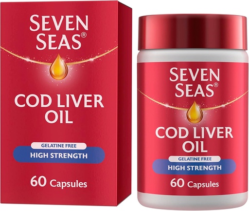 [BRSWIYQFBUARM2TY] Seven Seas Cod Liver Oil High Strength With Omega 3 Plus Vitamins D & E 120 Capsules