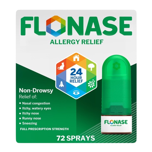 [BRSWY2Q6BYHQ2FDH] Flonase Allergy Relief Nasal Spray, 24 Hour Non Drowsy Allergy Medicine, Metered Nasal Spray - 72 Sprays - Fall and Seasonal Allergy Relief