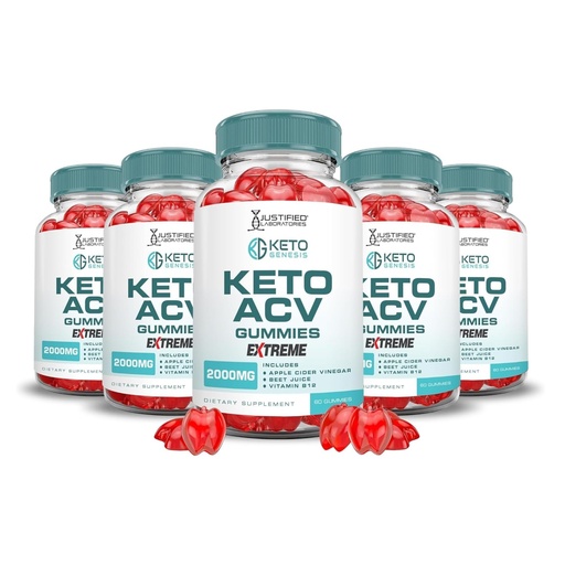 [BRSROAAZBMIA4CY2] Justified Laboratories Keto Genesis Keto ACV Gummies Extreme (2000 mg) - 60 Count, Pack of 5 - Formulated with Apple Cider Vinegar, Folate & Vitamin B12 - Non-GMO, Vegan, Gluten Free - 150 Servings