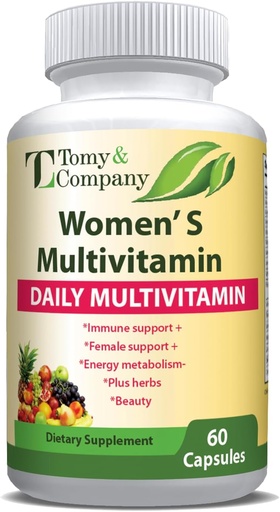 [BRSROAQYPMBWGDLZ] Tomy & Company Gluten-Free Vegetarian Women's Multivitamin with Zinc, B6, B12, Biotin and More - Hair, Skin & Nails, Bone Health, Immune Support, Women's Daily Vitamin Supplements Capsules