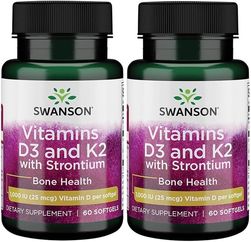 [BRSWGAANDF6Q4FLL] Swanson Strontium Complex with Vitamins D-3 & K-2 60 Sgels (2 Pack)