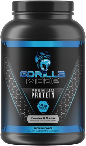 [BRSROYYNBAHBO3Y6] Gorilla Mind Premium Whey Protein - Cookies and Cream, 25 Grams of Whey Protein Isolate & Concentrate,Recover and Build Muscle (30 Servings)