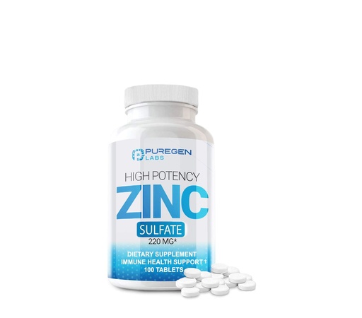 [BRSWYAT6C4CGM23F] Zinc 220mg [High Potency] Supplement – Zinc Sulfate for Immune Support System 100 Tablets