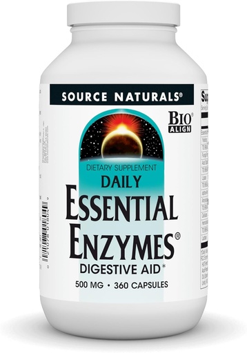 [BRSWIYQOAUNAECLY] Source Naturals Essential Enzymes 500mg, Bio-Aligned Multiple Enzyme Supplement Herbal Defense for Digestion, Gas, Constipation & Bloating Relief - Digestive Aid* - 360 Capsules, 360 Servings