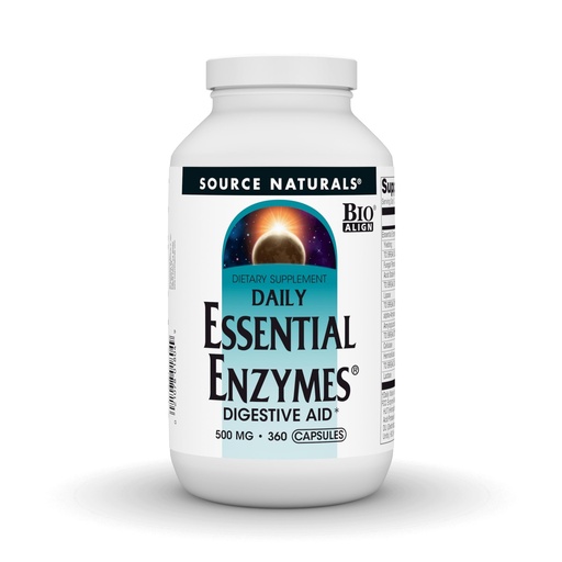 [BRSWIYQOAUNAECLY] Source Naturals Essential Enzymes 500mg, Bio-Aligned Multiple Enzyme Supplement Herbal Defense for Digestion, Gas, Constipation & Bloating Relief - Digestive Aid* - 360 Capsules, 360 Servings