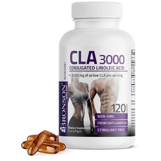 [BRSWKHY5BEJRUCDL] Bronson CLA 3000 Extra High Potency Supports Healthy Weight Management Lean Muscle Mass Non-Stimulating Conjugated Linoleic Acid 120 Softgels