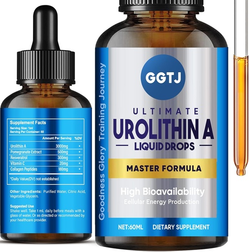 [BRSRAFD3DJ4AEELA] Urolithin A, Urolithin A Supplement 3000mg with Pomegranate Extract, Powerful Antioxidants, Healthy Aging and Mitochondrial Support